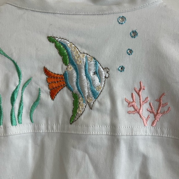 Quacker Factory Tropical Fish Zip Jacket XS - Picture 5 of 8